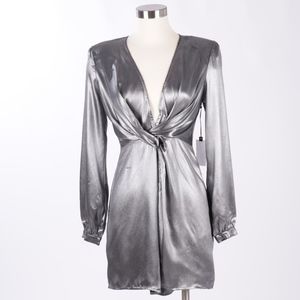 GUNMETAL PLUNGE DRESS